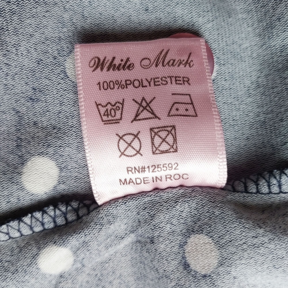 ⭐️5/$20 White Mark Blue & White Polka Dot Button Sleep Top Size Medium - Picture 6 of 10